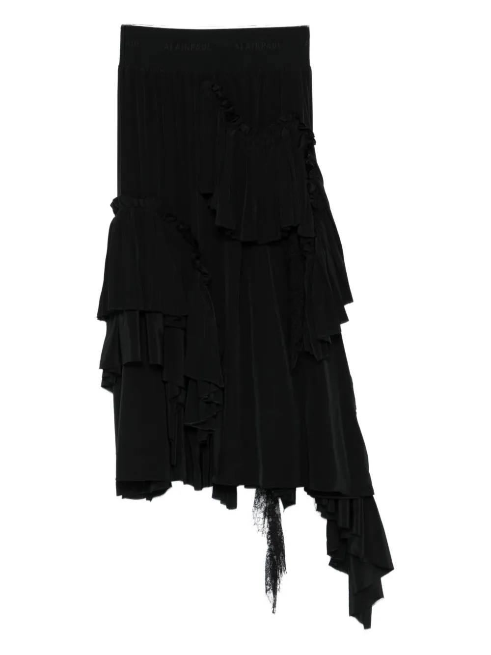 Alainpaul Draped Asymmetric Midi Skirt In Black