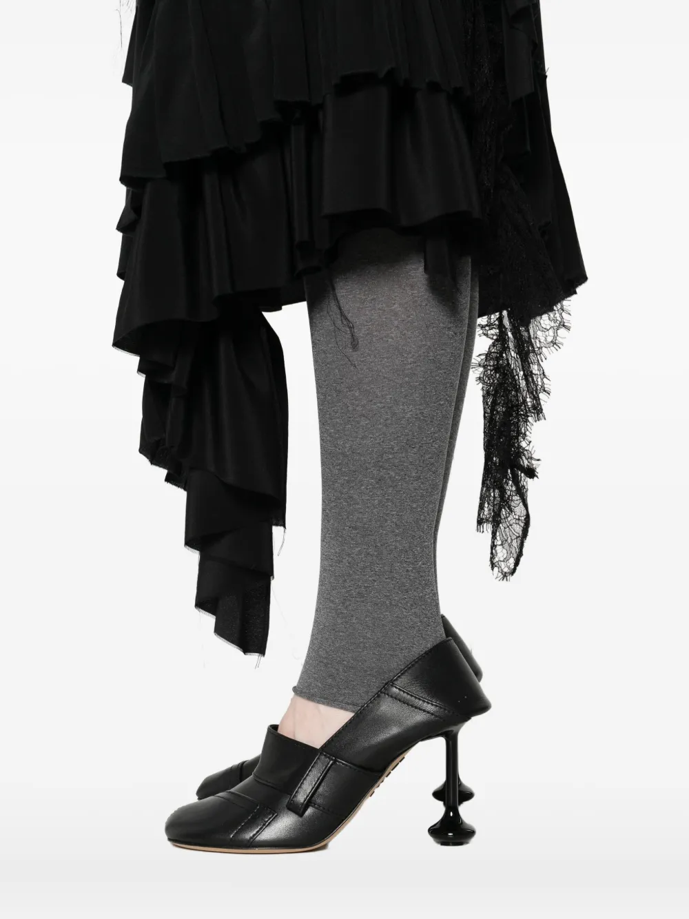 Alainpaul Draped Asymmetric Midi Skirt In Black