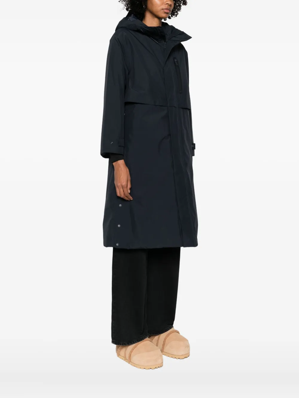 Save The Duck Logo-patch Parka Coat In Blue