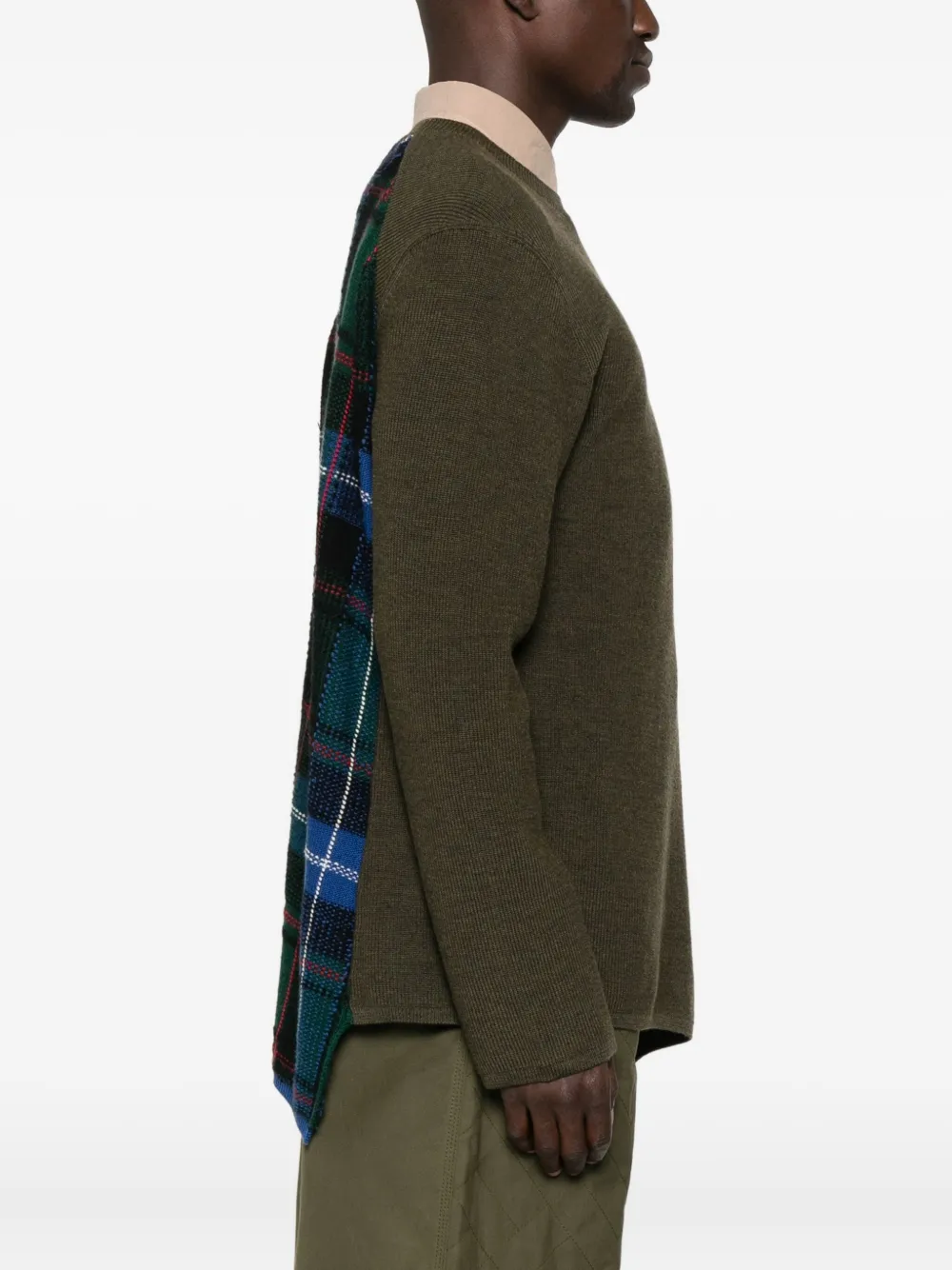 Comme des Garçons Homme Plus Geribbelde trui met vlakken Groen