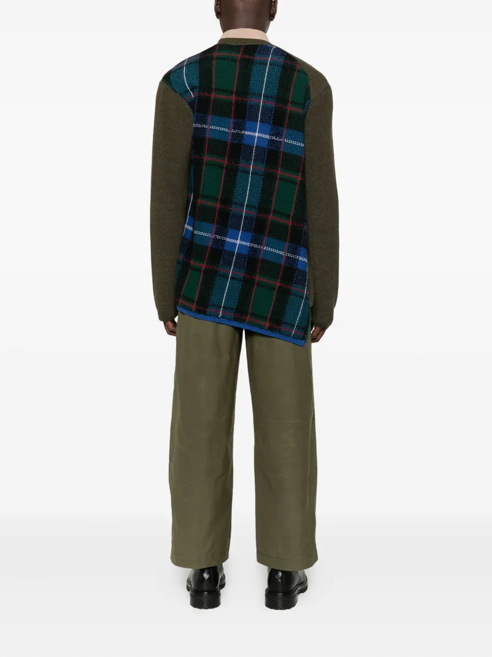 Comme des Garçons Homme Plus ribbed panelled sweater - Groen