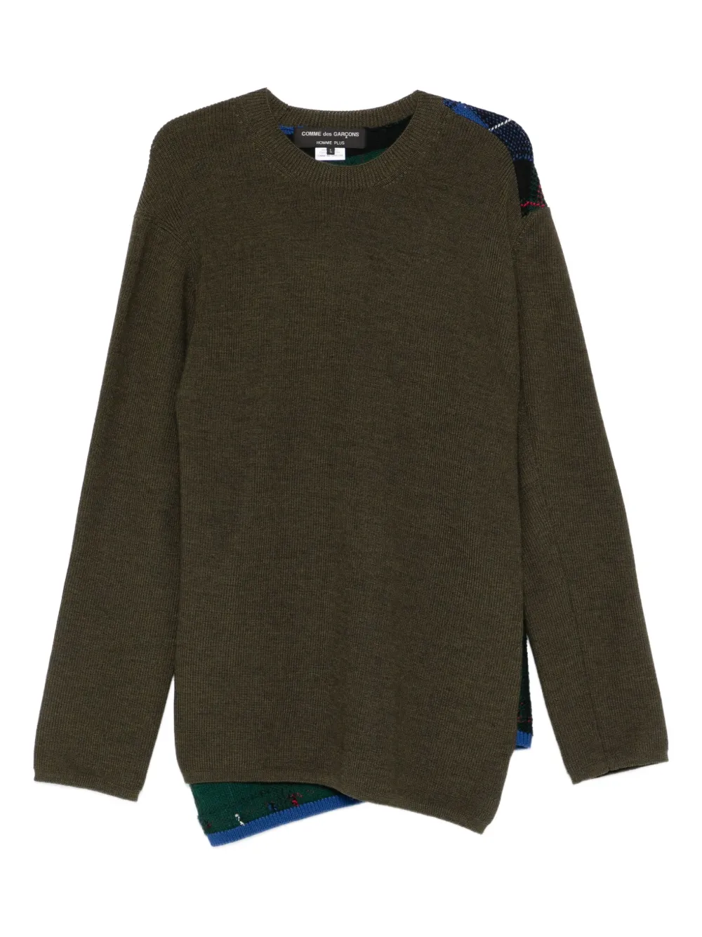 Comme des Garçons Homme Plus ribbed panelled sweater | Green | Image 1