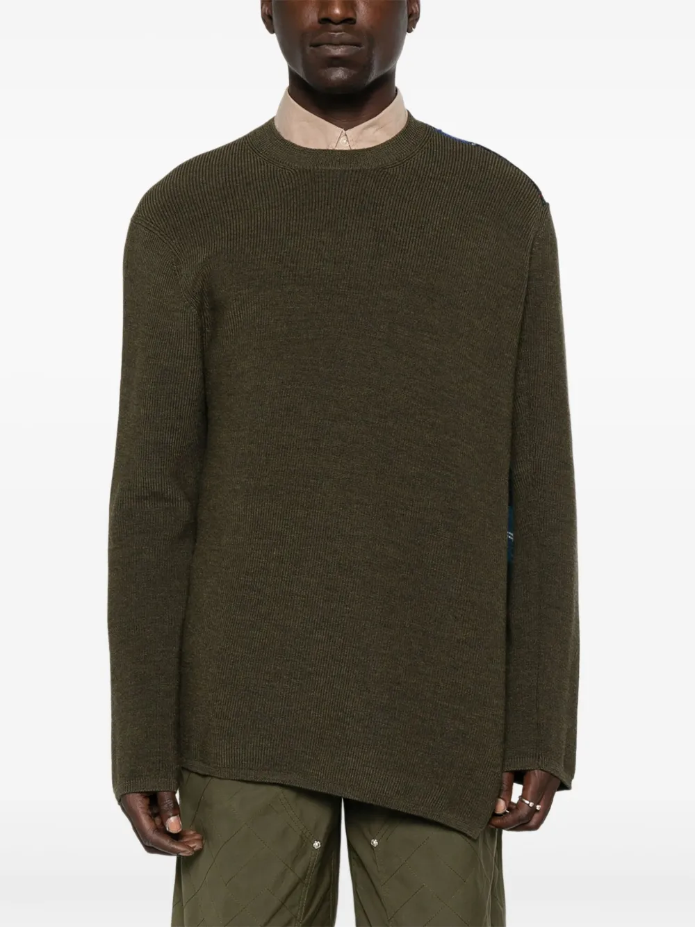 Comme des Garçons Homme Plus Geribbelde trui met vlakken Groen