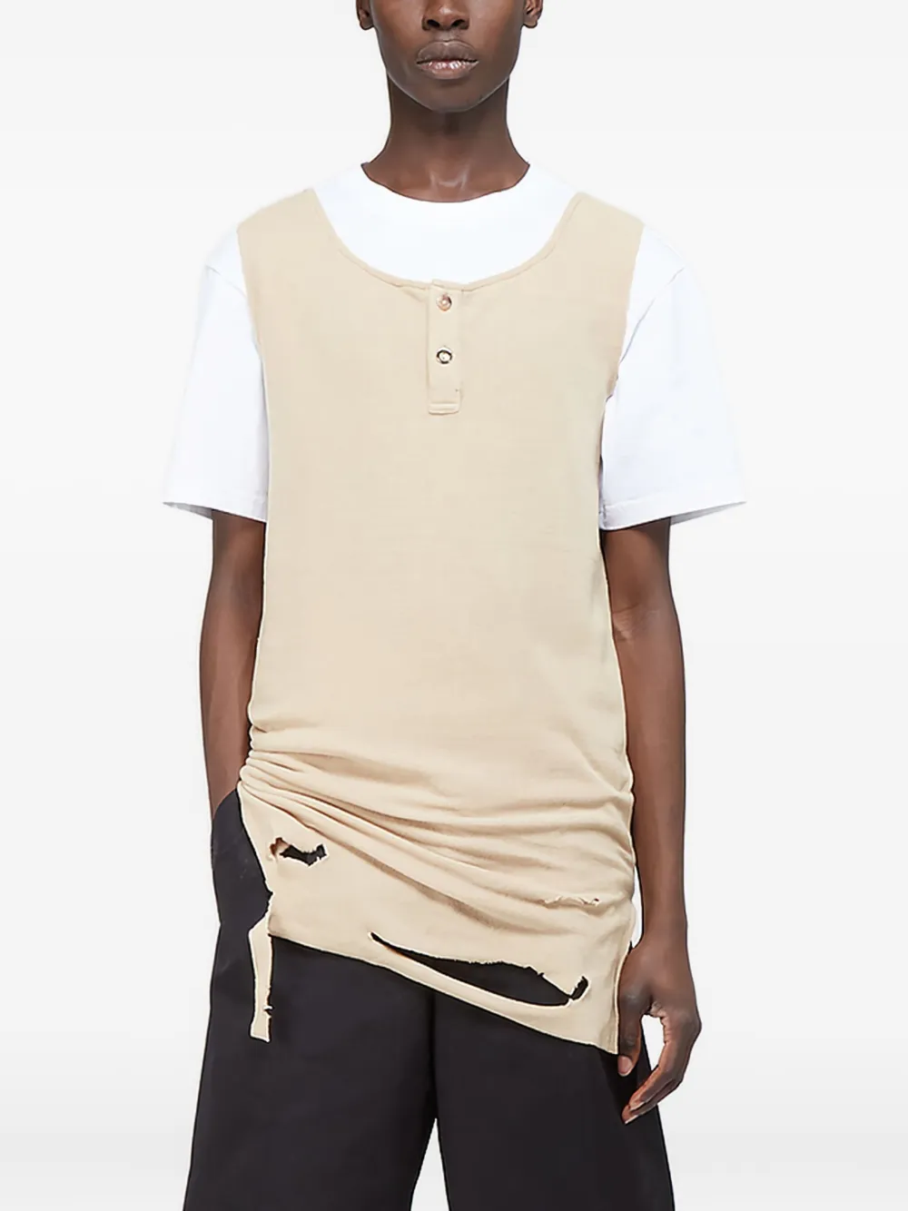 Youths In Balaclava Distressed-finish Vest In Neutral