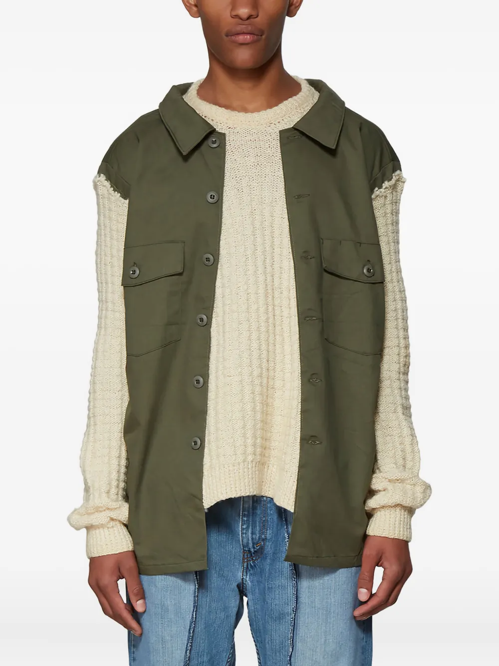 Bonum panelled knitted sweater | أخضر | Image 1