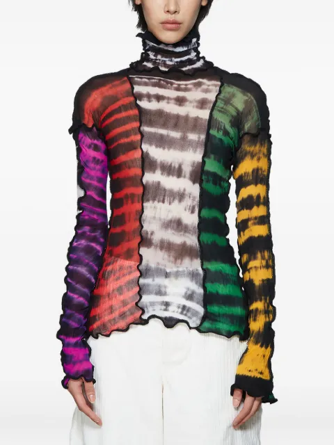 Asai tie-dye ruffled top