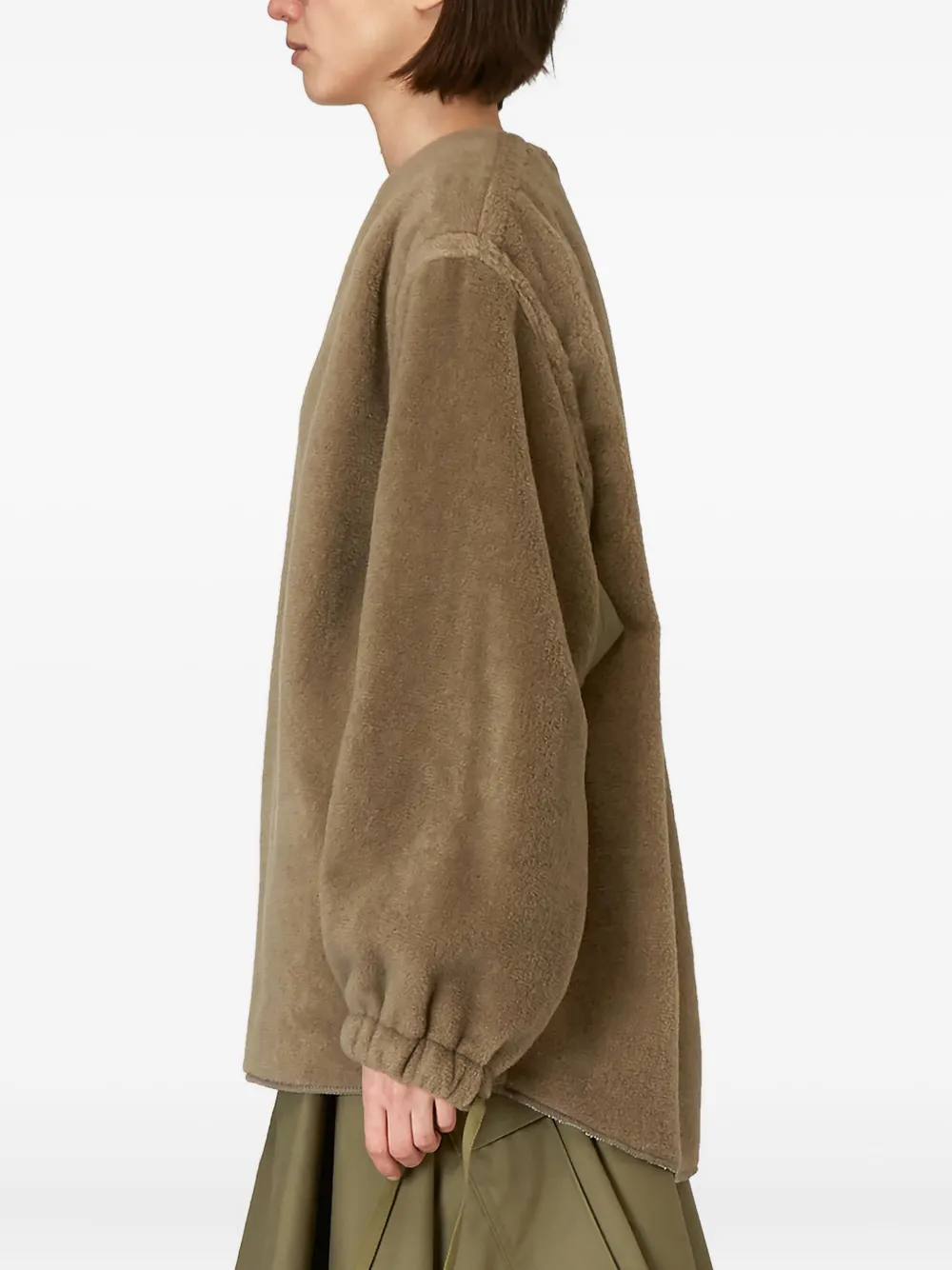 Hyke Drawstring-cuff Wool Top In Brown