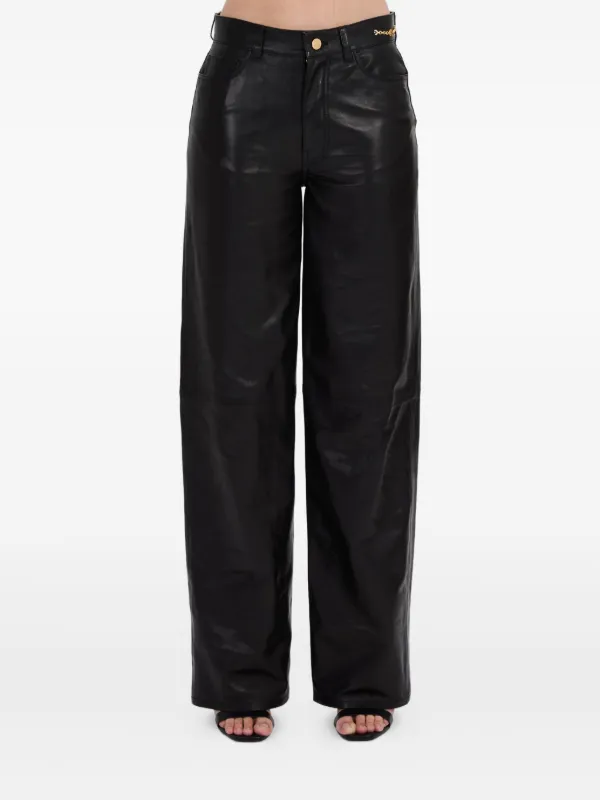 Amiri Leather Straight Pants in Black