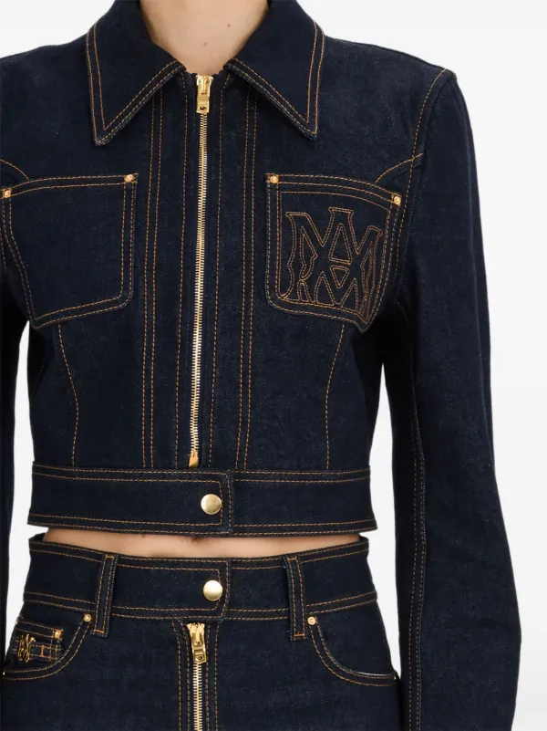 アミリ　ジャケット AMIRI Embroidered zip-front Denim Jacket | Blue | FARFETCH BH
