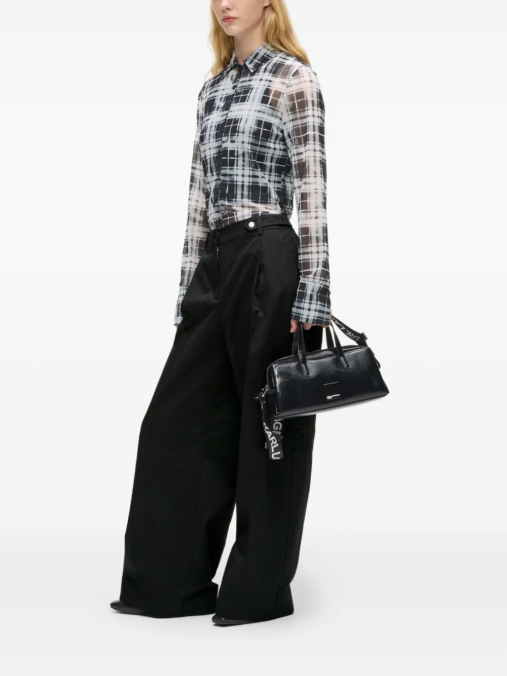 Karl Lagerfeld Jeans Pantalon met wijde pijpen Zwart