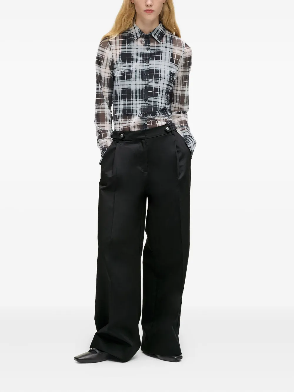 Karl Lagerfeld Jeans Pantalon met wijde pijpen - Zwart