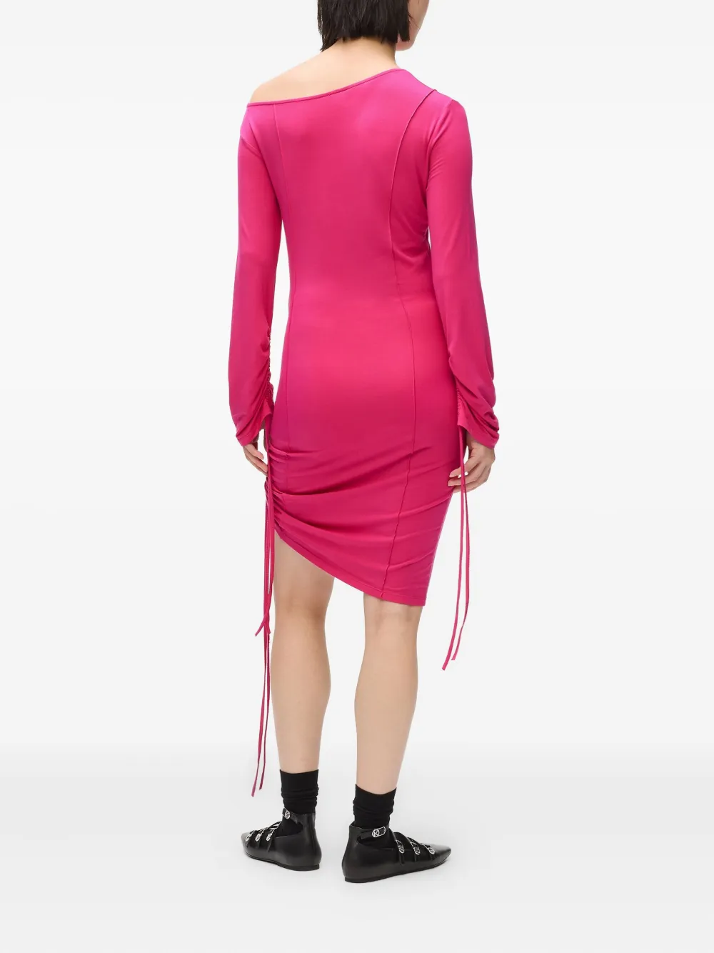 Karl Lagerfeld Jeans Off-shoulder asymmetrische jurk met trekkoord Roze