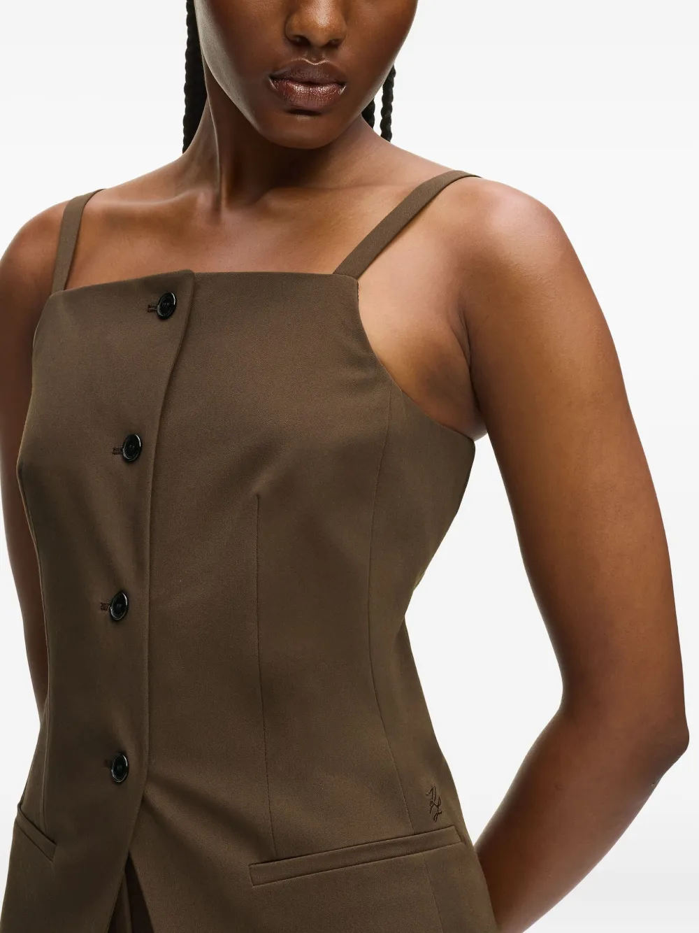 Karl Lagerfeld Square-neck Waistcoat In Brown