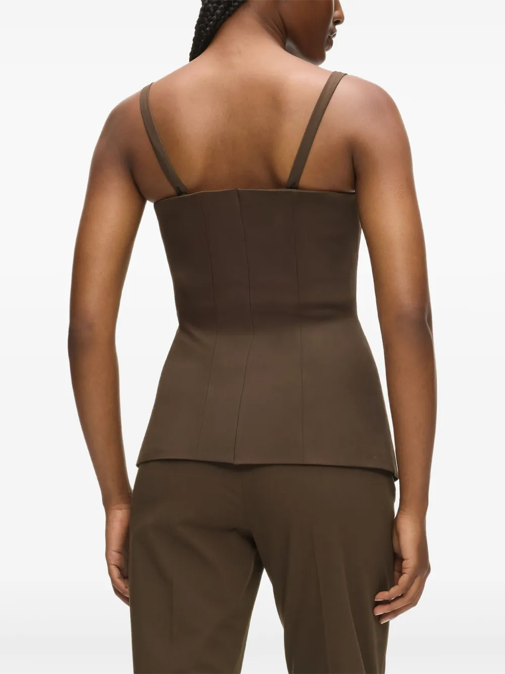 Karl Lagerfeld Square-neck Waistcoat In Brown