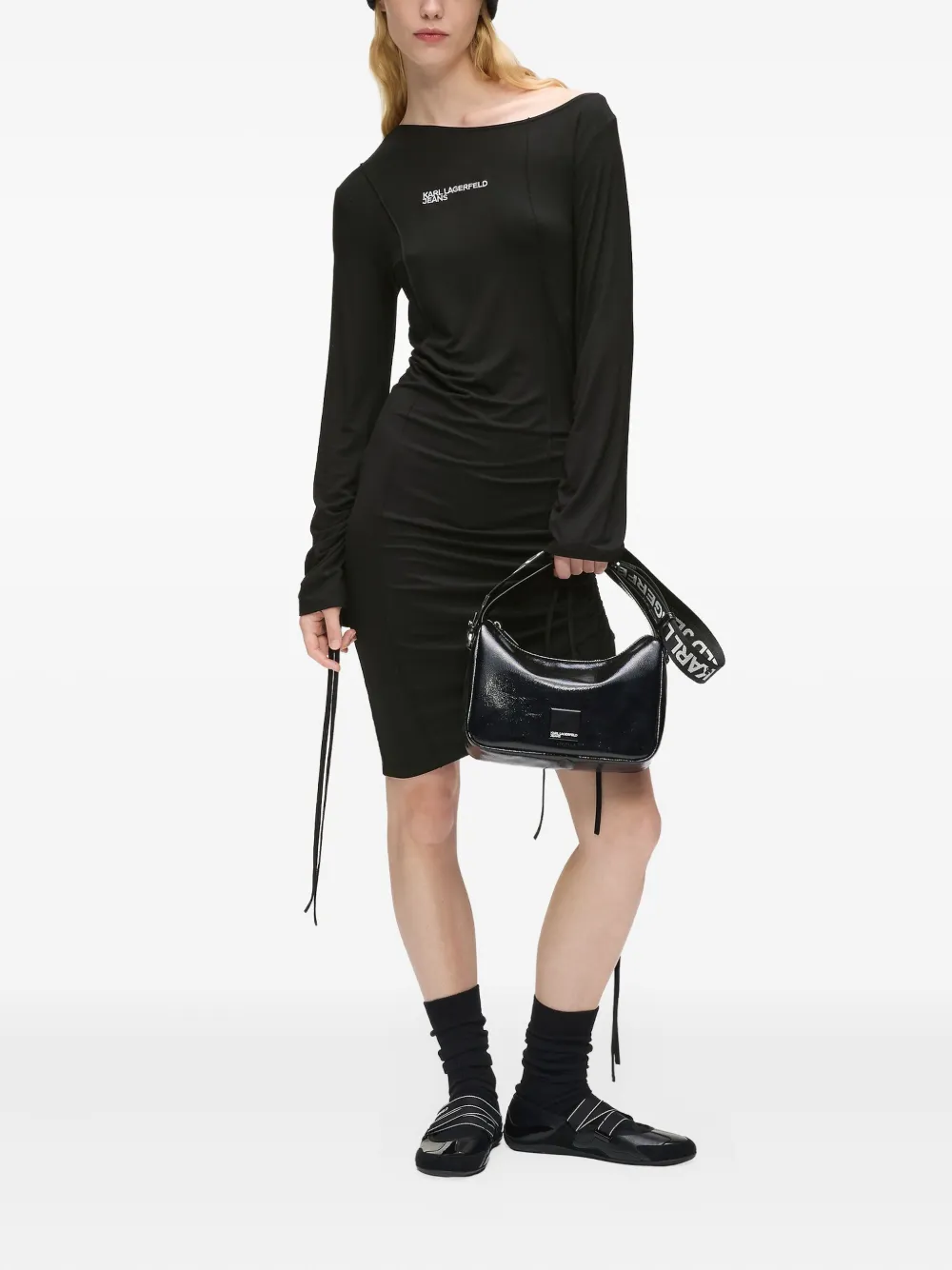 Karl Lagerfeld Jeans Off-shoulder jurk Zwart