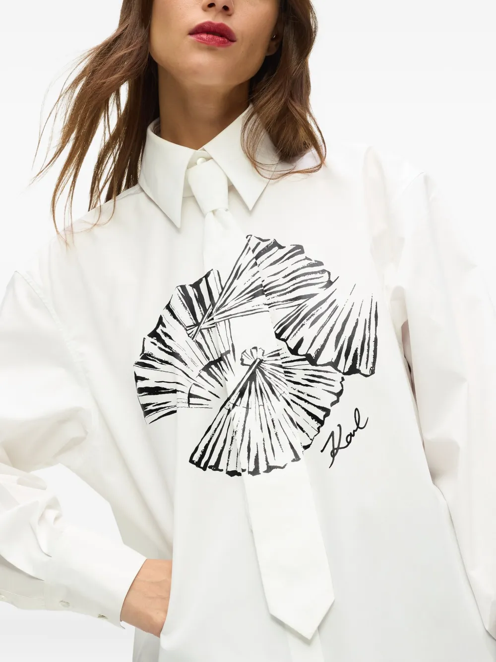 Karl Lagerfeld Tie-detailing Shirt In Brown