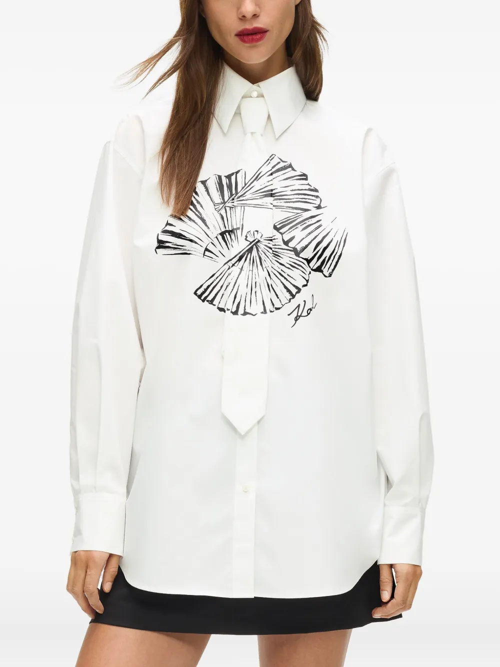 Karl Lagerfeld Tie-detailing Shirt In Brown