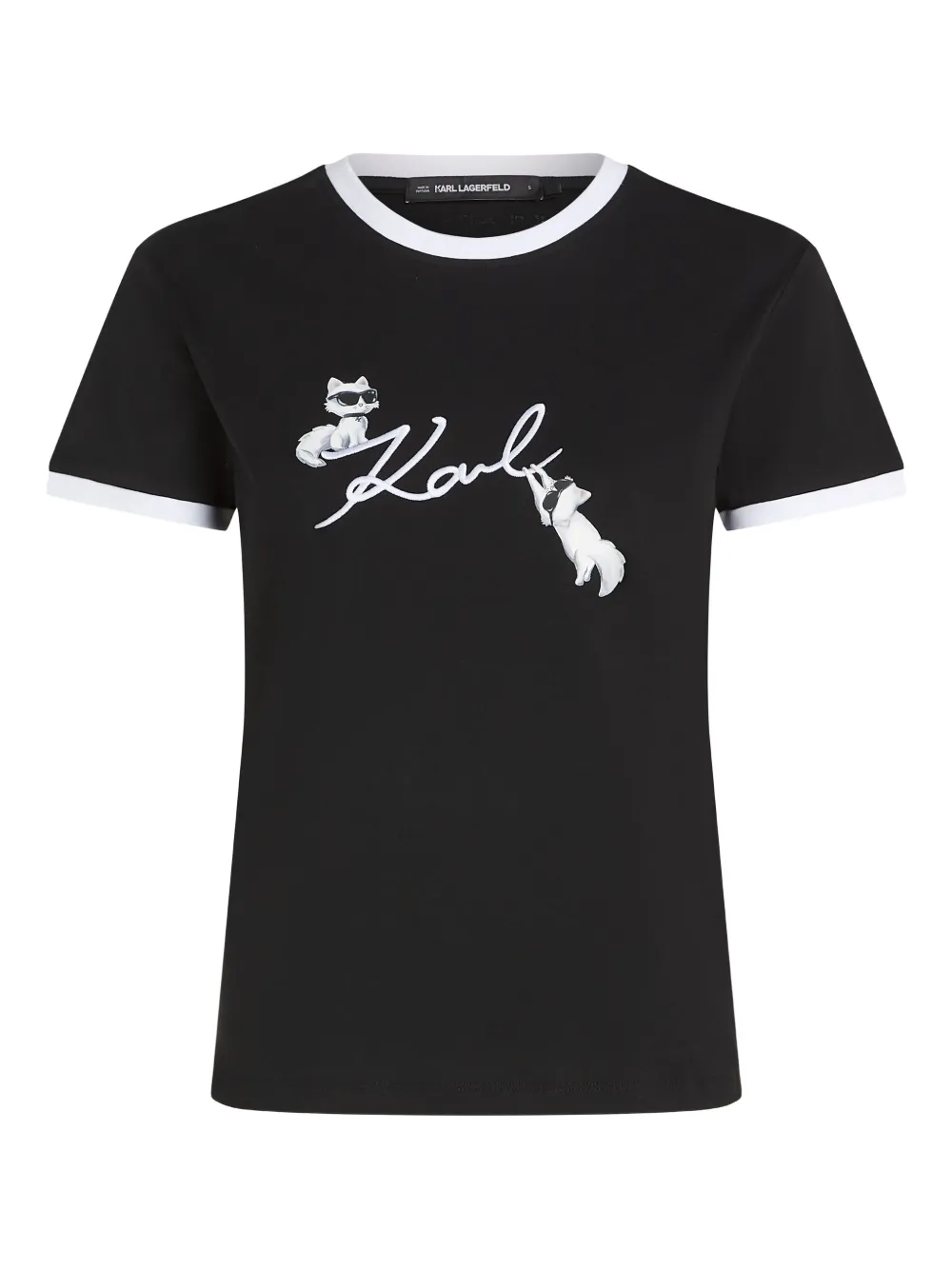 Karl Lagerfeld Ikon Choupette Signature T-shirt In Black