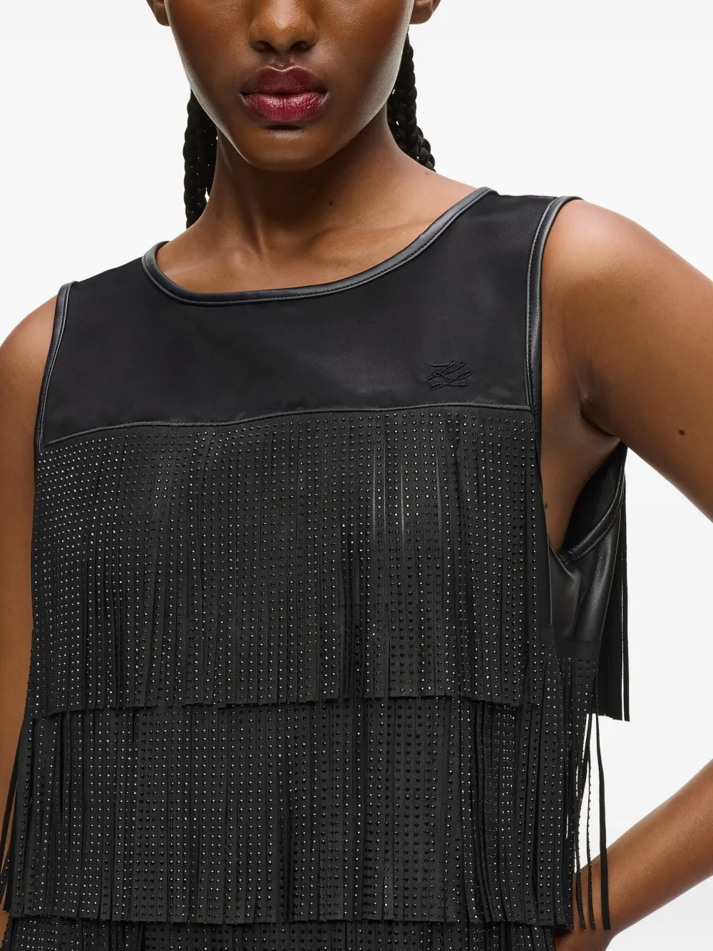 Karl Lagerfeld Mini-jurk met franje Zwart