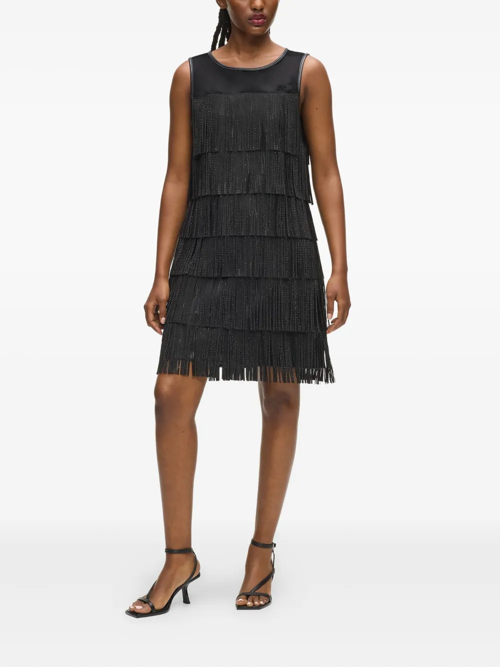 Karl Lagerfeld Mini-jurk met franje - Zwart