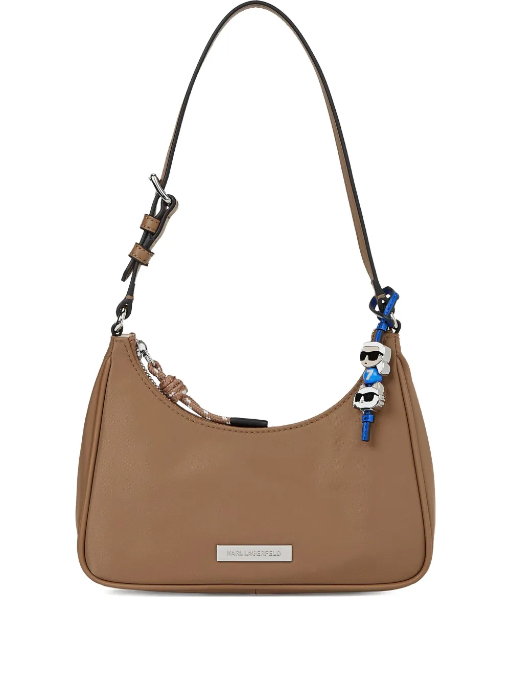 Karl Lagerfeld Borsa a spalla con placca logo - Toni neutri