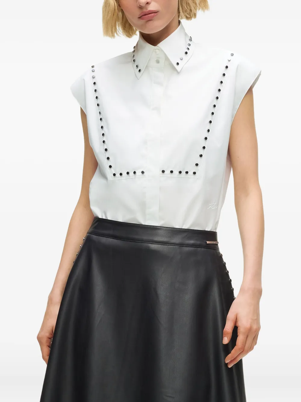 Karl Lagerfeld Popeline blouse met studs Wit