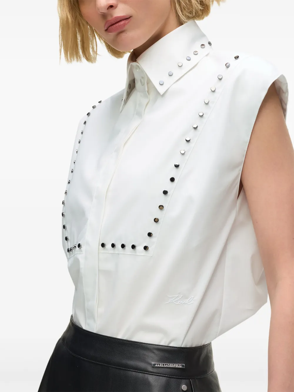 Karl Lagerfeld Popeline blouse met studs Wit