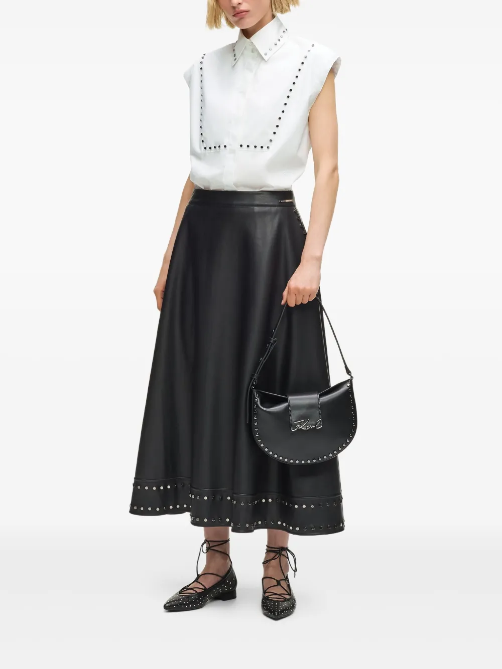 Karl Lagerfeld Popeline blouse met studs - Wit