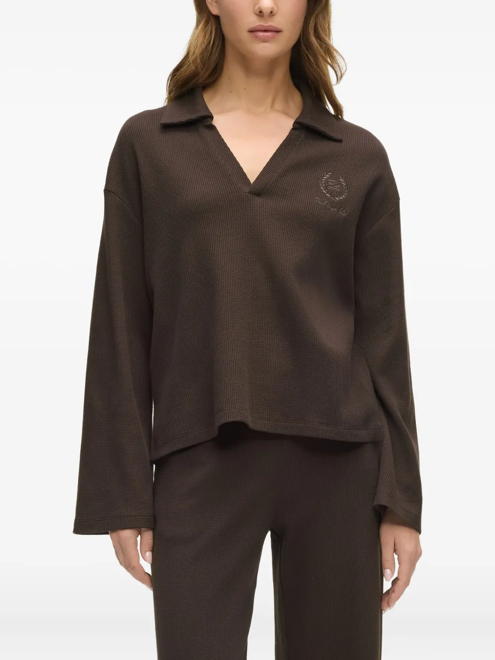 Karl Lagerfeld Crest-embroidered Polo Shirt In Brown