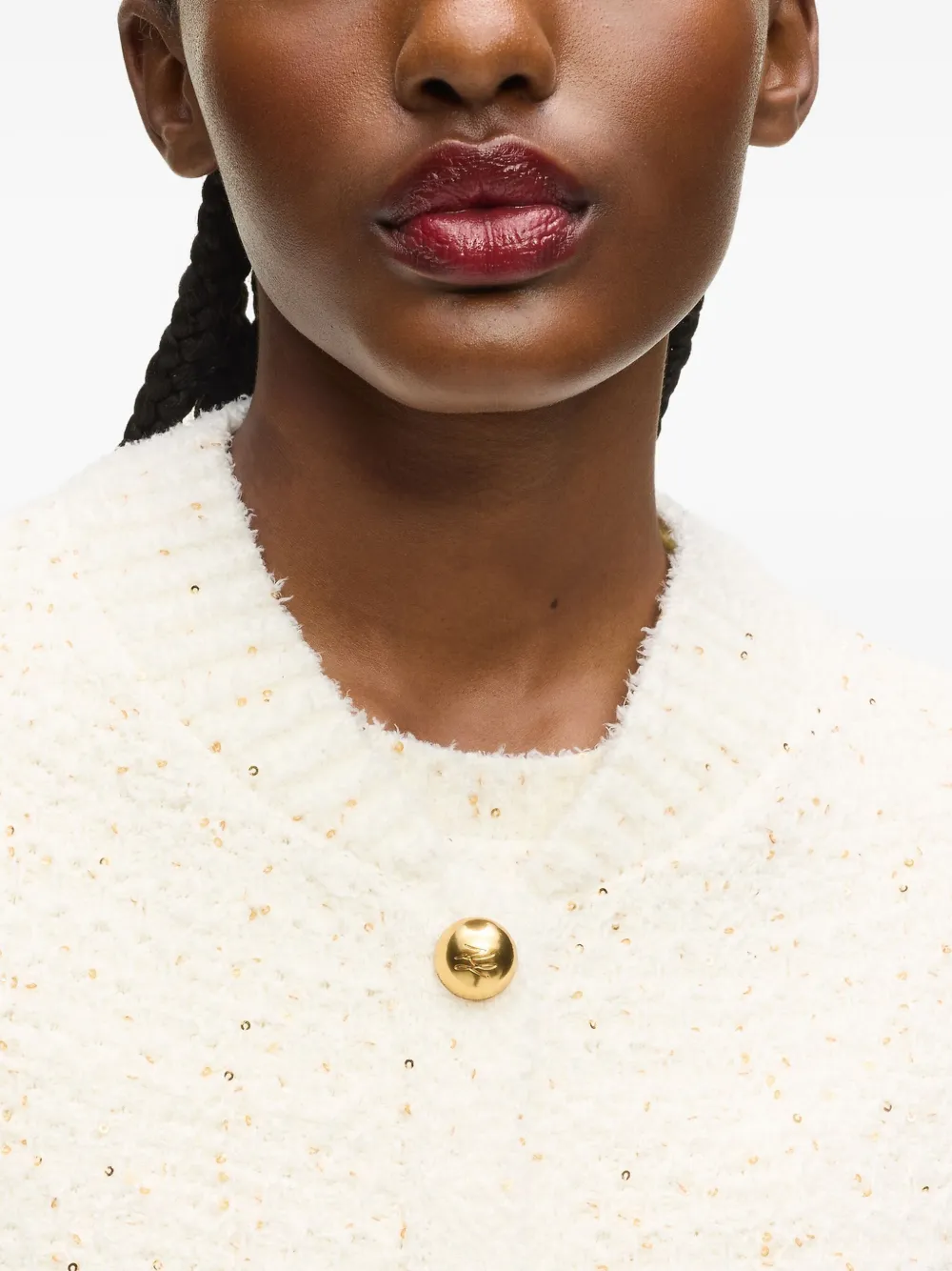 Karl Lagerfeld Bouclé vest met knopen Beige