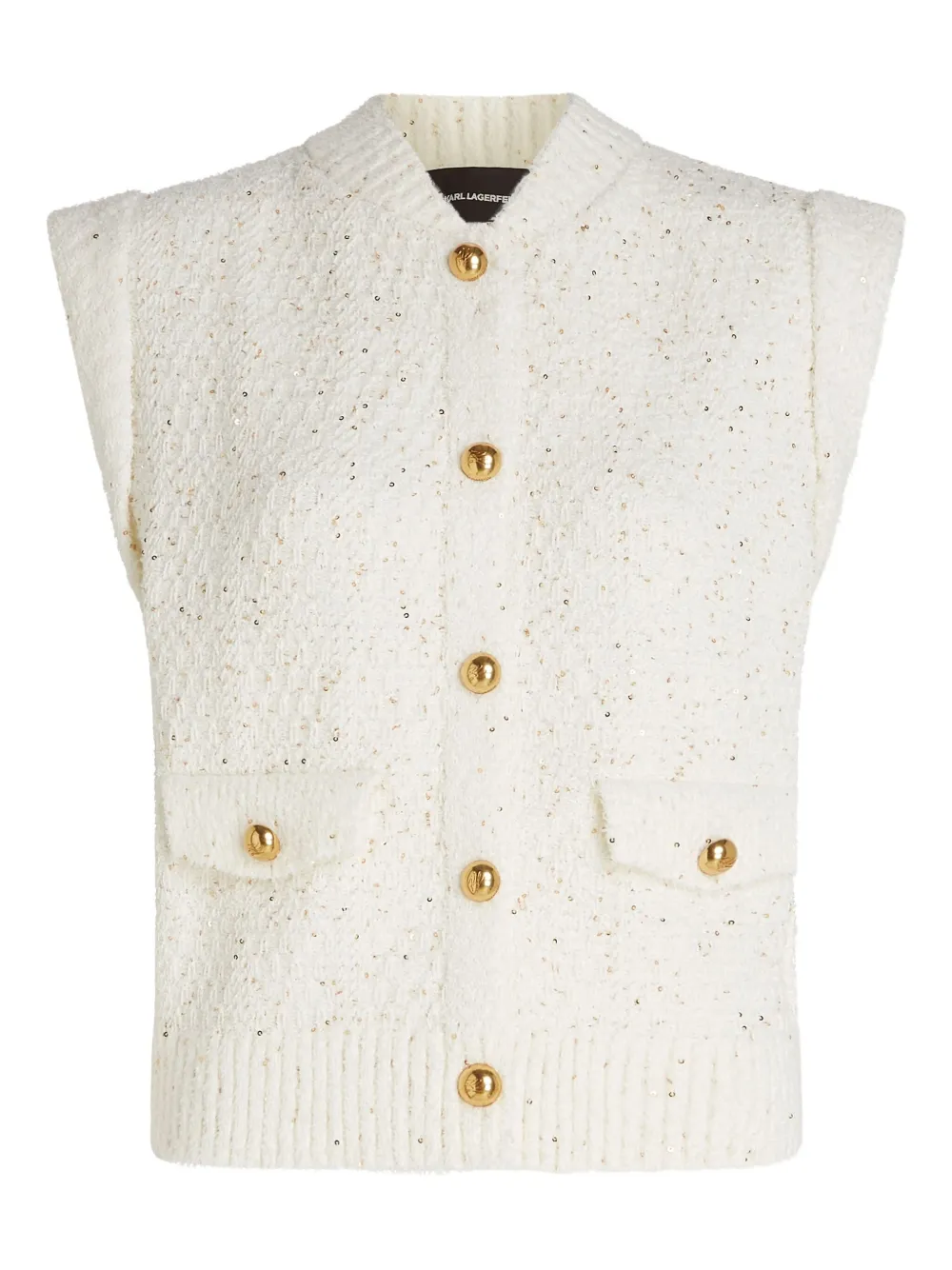 Karl Lagerfeld bouclé button vest | Neutrals | Image 1