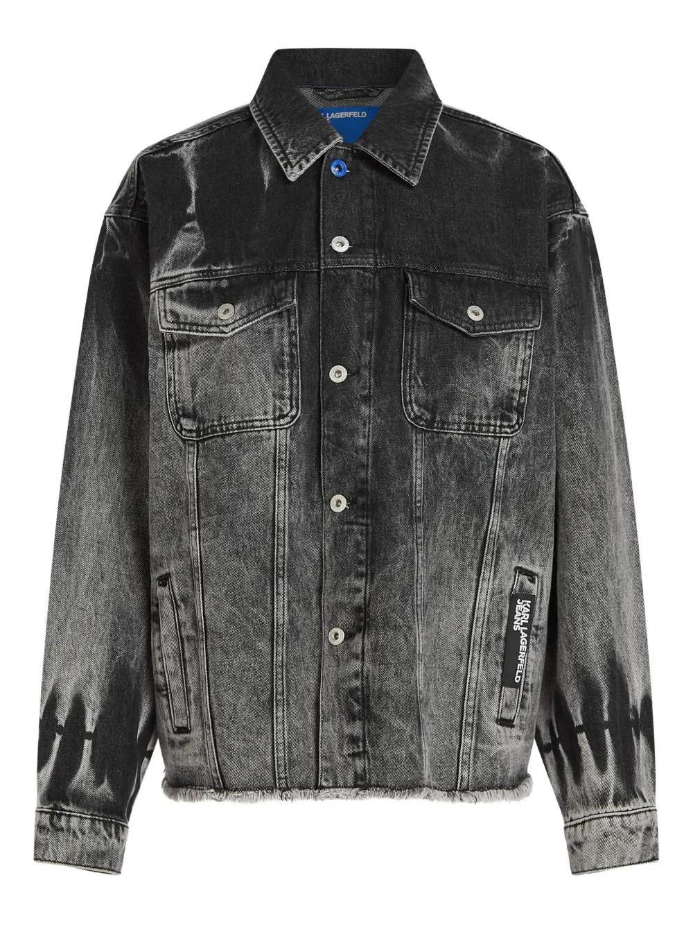 Karl Lagerfeld Jeans bleached fringed denim jacket | Grey | Image 1