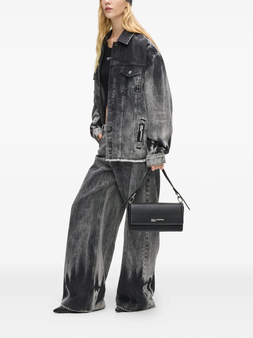 Karl Lagerfeld Jeans bleached fringed denim jacket | Denim Jackets | Image 2