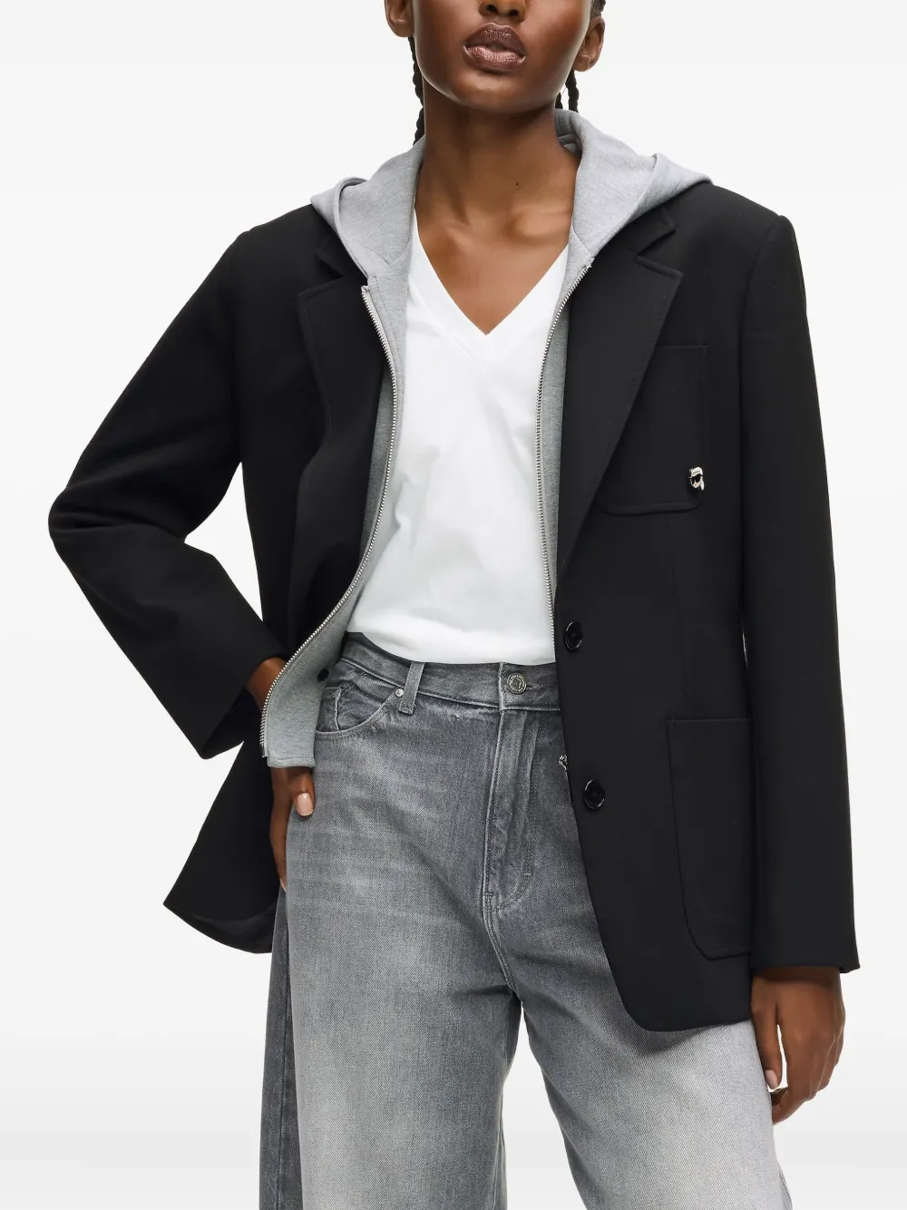 Karl Lagerfeld Ikon blazer met capuchon Zwart