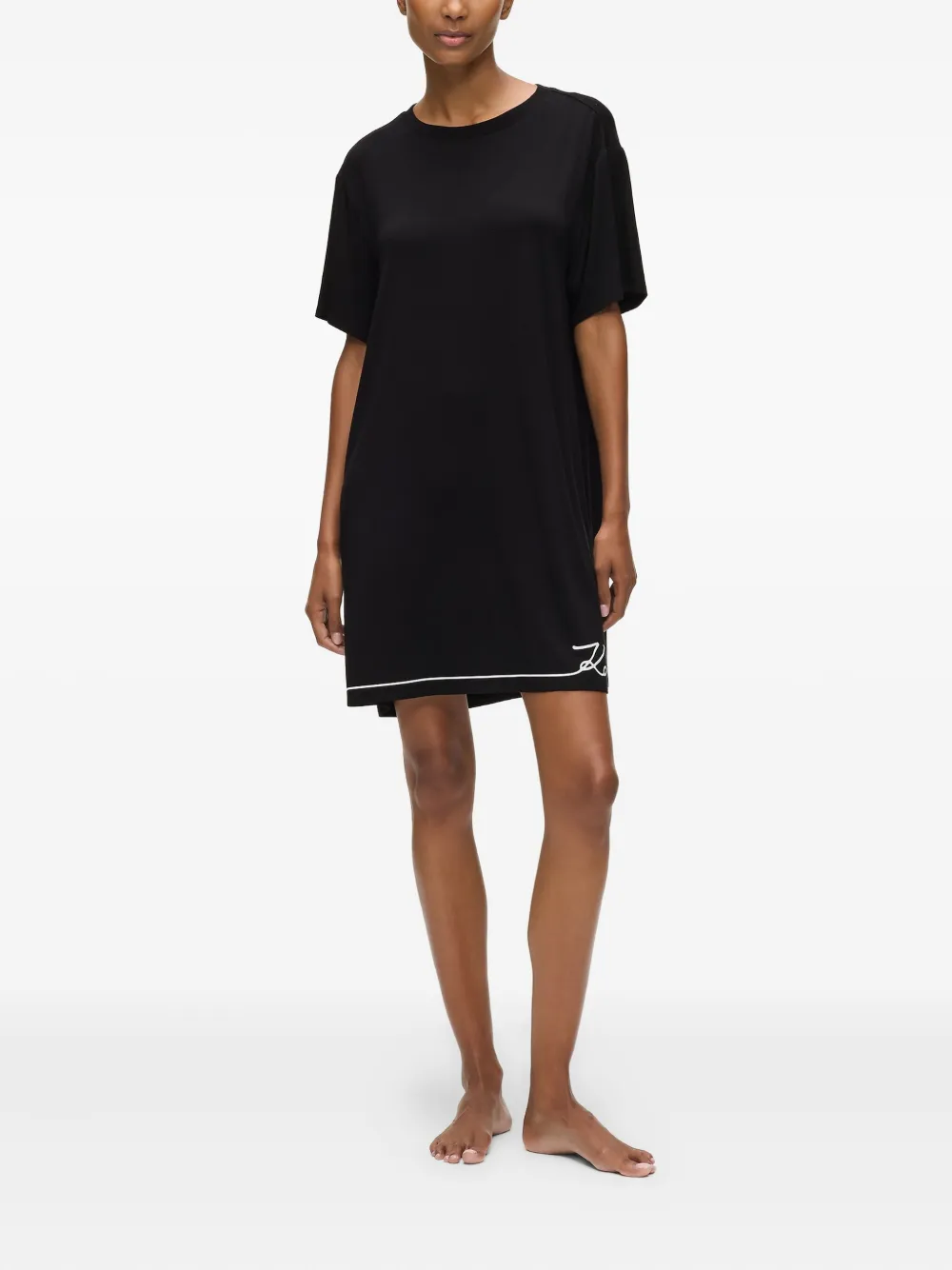 Karl Lagerfeld Signature nachthemd met logo Zwart