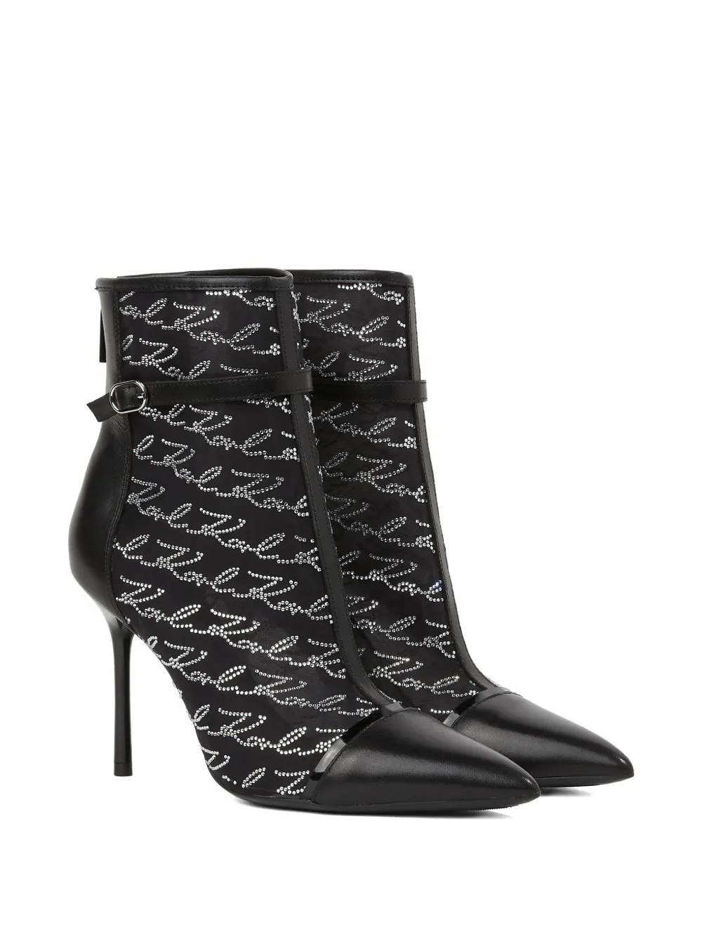 Karl Lagerfeld Enkellaarzen met glitter Zwart