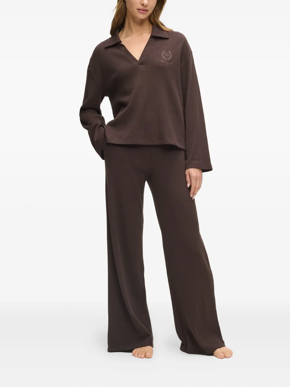 Karl Lagerfeld crest-embroidered trousers | Image 2