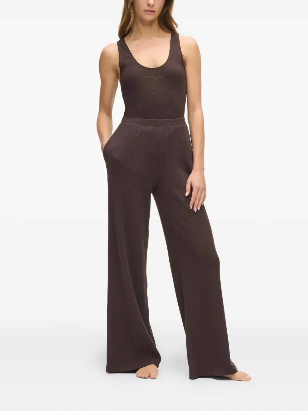 Karl Lagerfeld Crest-embroidered Trousers In Brown