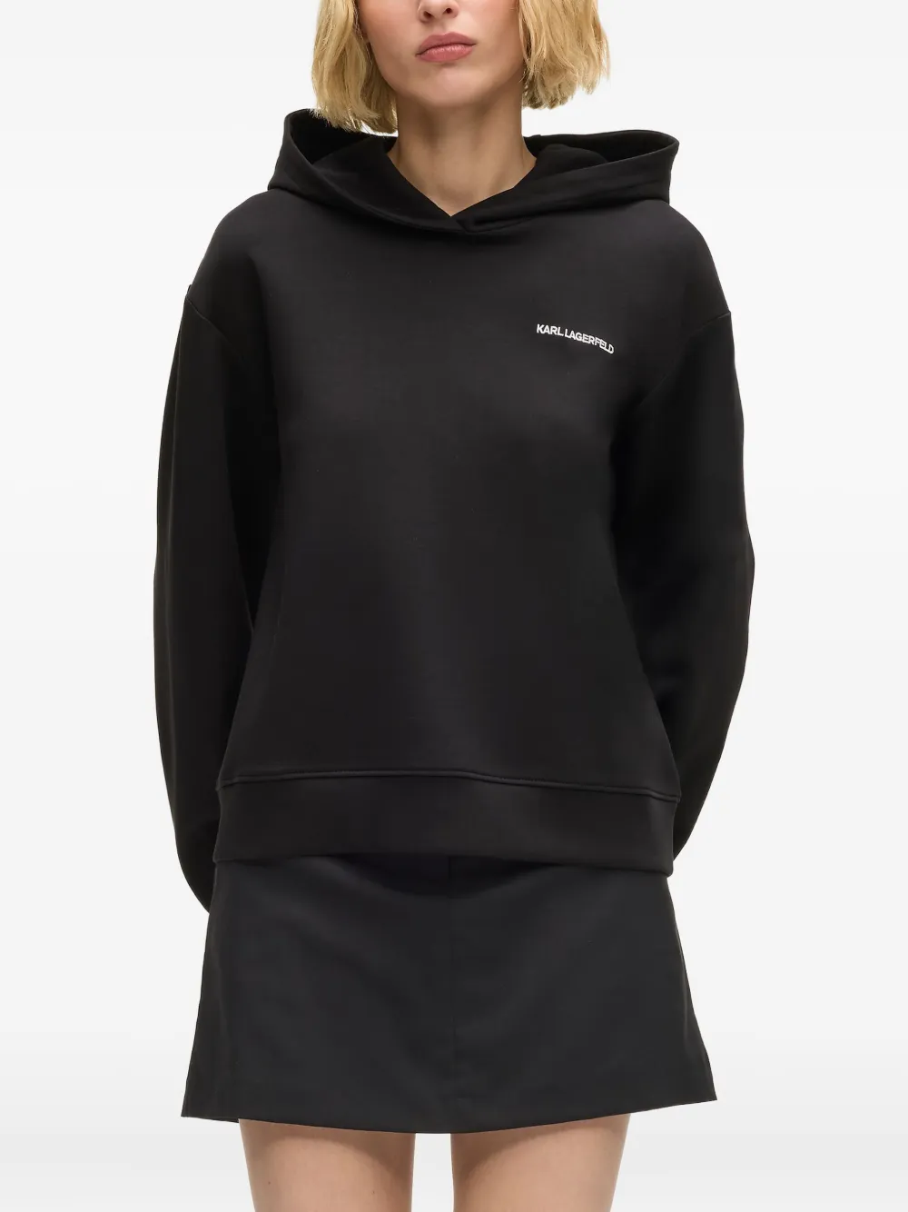 Karl Lagerfeld Hoodie met capuchon en lange mouwen Zwart