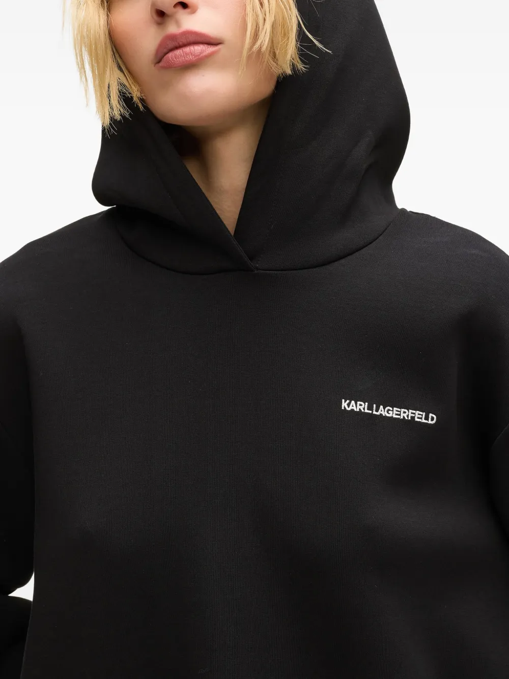 Karl Lagerfeld Hoodie met capuchon en lange mouwen Zwart