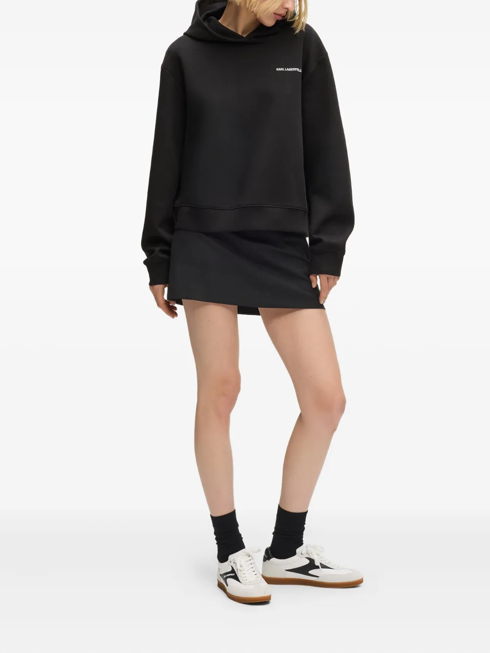 Karl Lagerfeld Hoodie met capuchon en lange mouwen Zwart