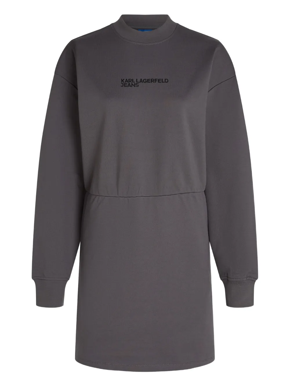 Karl Lagerfeld Jeans Logo-detail Cotton Mini Dress In Gray