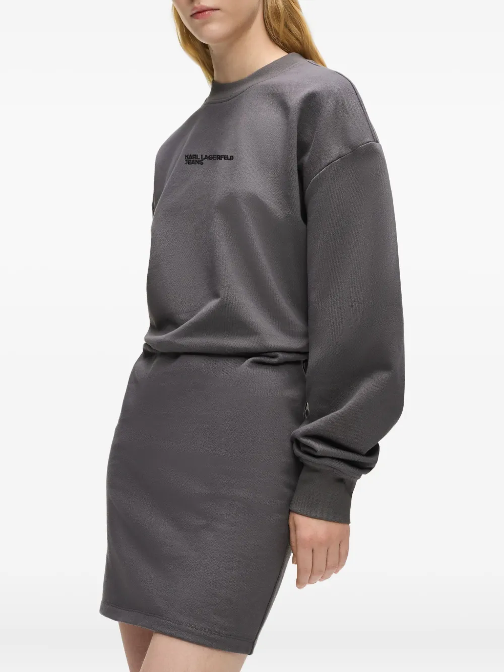 Karl Lagerfeld Jeans Logo-detail Cotton Mini Dress In Gray
