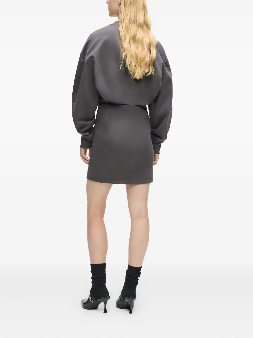 Karl Lagerfeld Jeans Logo-detail Cotton Mini Dress In Gray