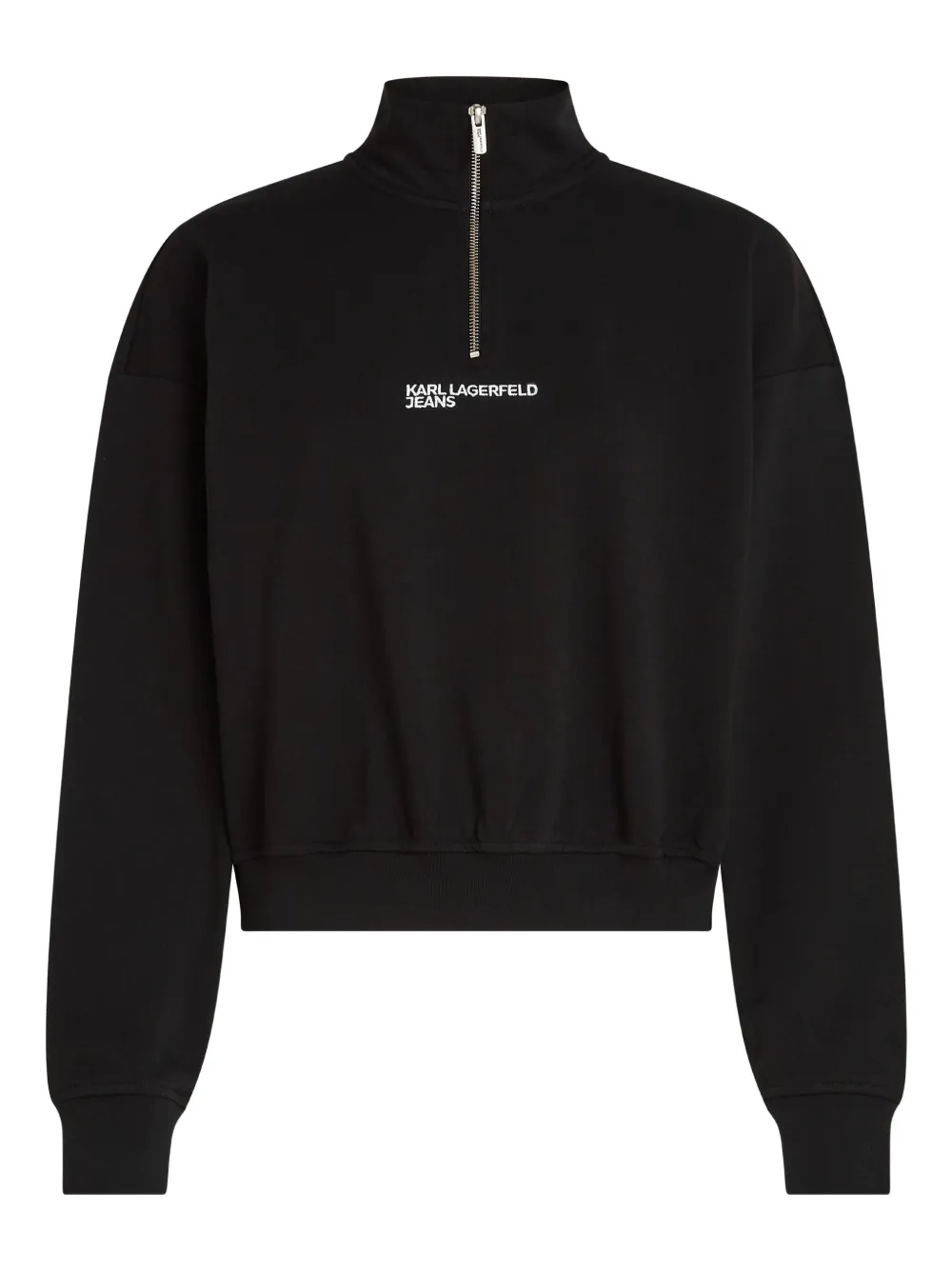 Karl Lagerfeld Jeans Half-zip Logo-embroidered Sweatshirt In Black