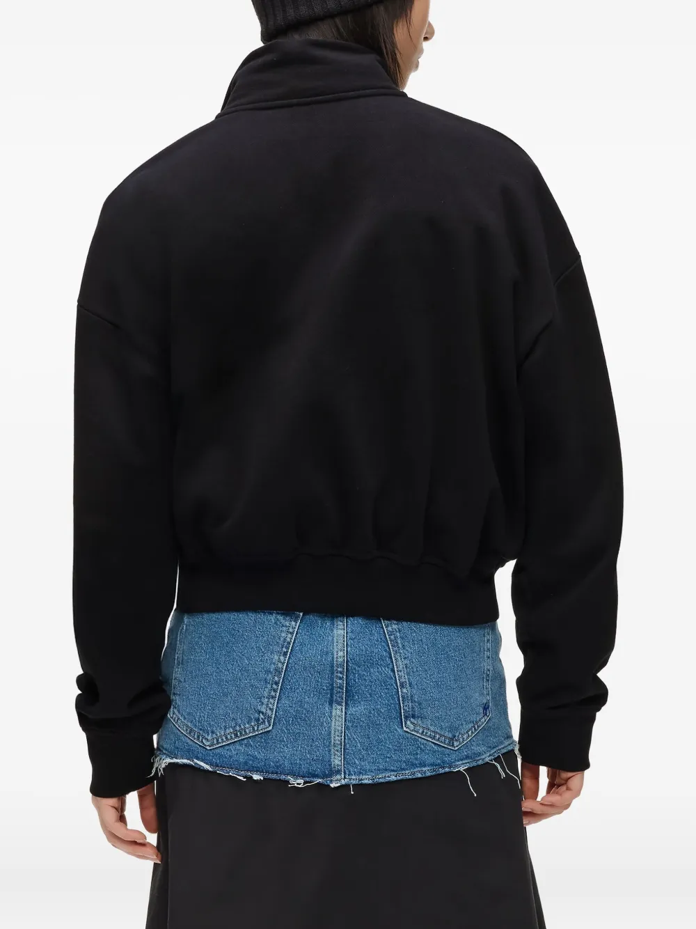 Karl Lagerfeld Jeans Half-zip Logo-embroidered Sweatshirt In Black