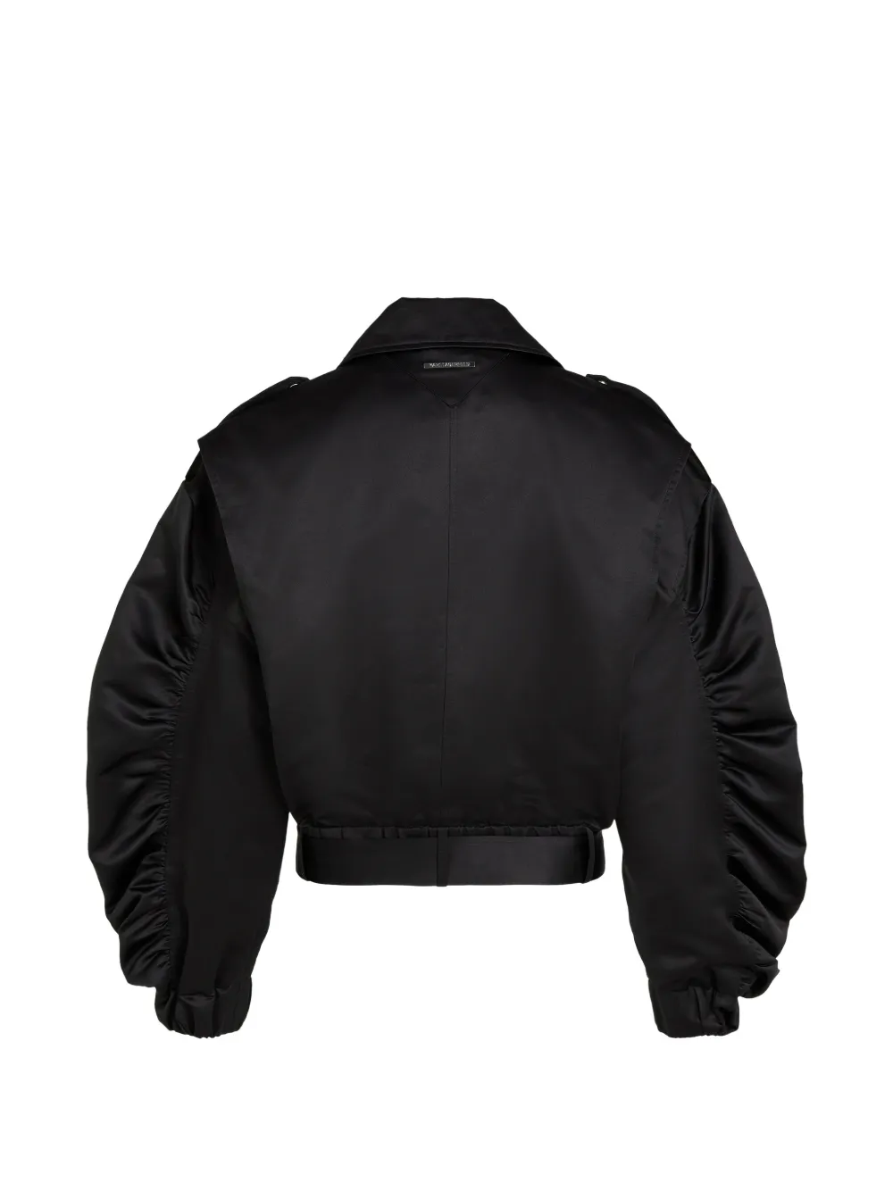  Karl Lagerfeld Ruched Satin Bomber Jacket - Black 