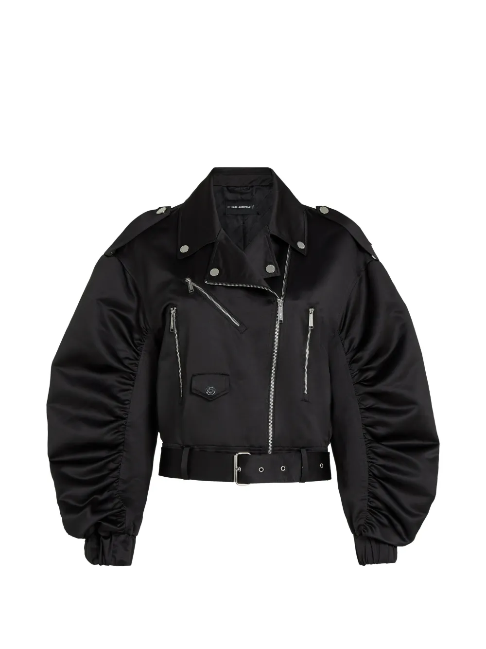 Karl Lagerfeld ruched satin bomber jacket - Nero