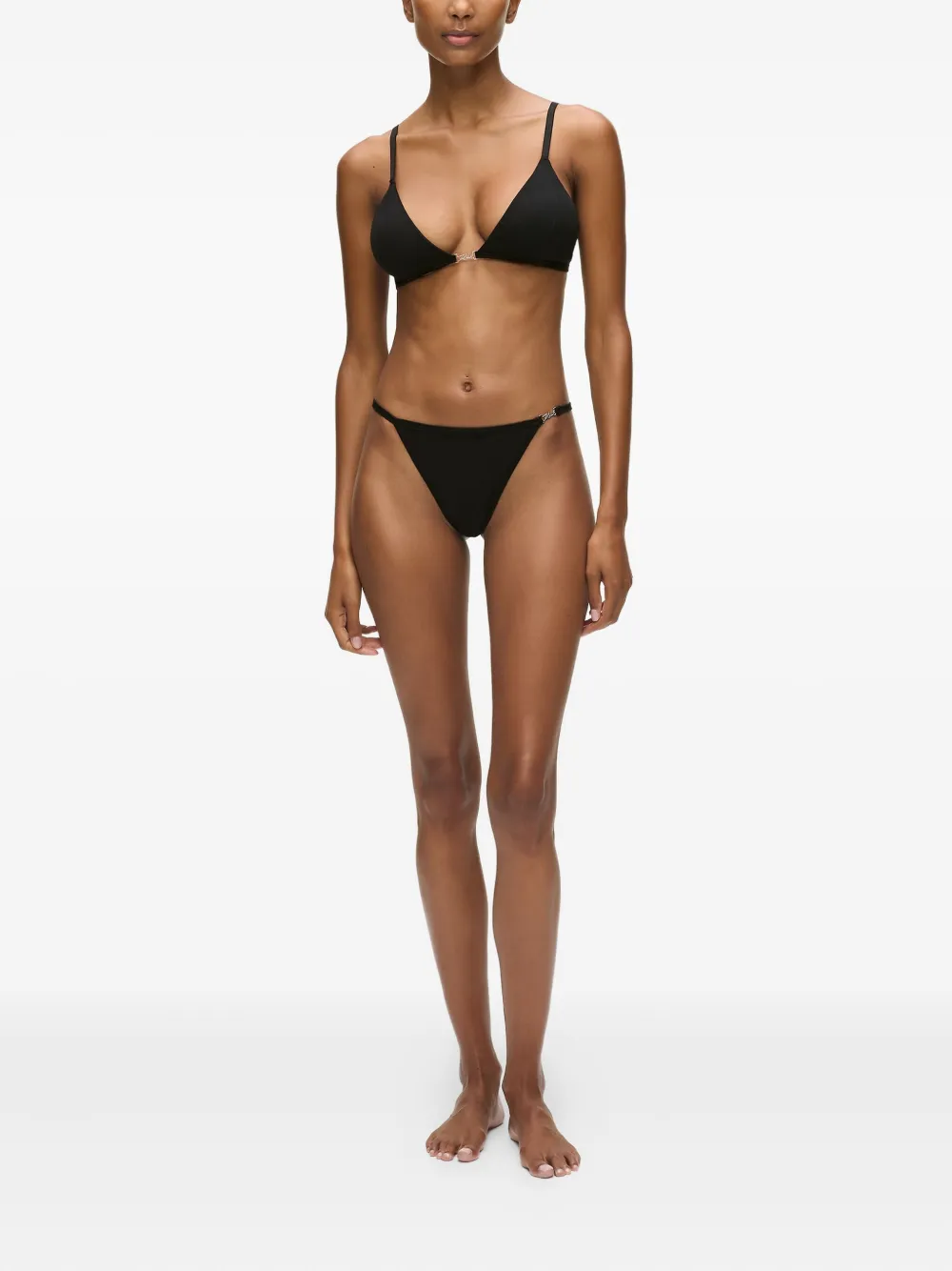 Karl Lagerfeld Signature High-leg Thong In Black