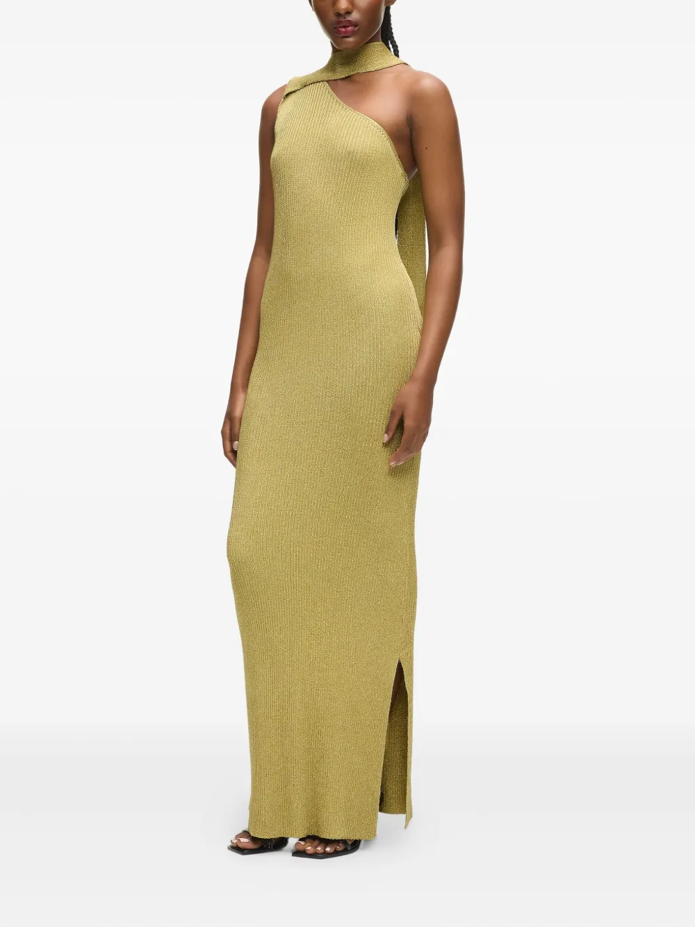 Karl Lagerfeld Metallic gebreide maxi-jurk Goud